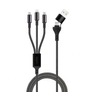 Cablu Incarcare USB-A / USB-C - Lightning / USB-C MaXlife 3in1, 66W, 1m, Negru