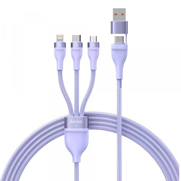 Cablu Incarcare USB-A / USB-C - Lightning / microUSB / USB-C Baseus Flash Series II 3in1, 100W, 1.2m, Mov CASS030105