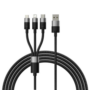 Cablu Incarcare USB-A - Lightning / microUSB / USB-C Baseus StarSpeed 3in1, 20W, 1.2m, Negru CAXS000001