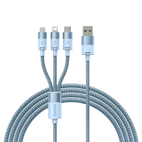 Cablu Incarcare USB-A - Lightning / microUSB / USB-C Baseus StarSpeed 3in1, 20W, 1.2m, Albastru CAXS000017