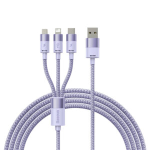 Cablu Incarcare USB-A - Lightning / microUSB / USB-C Baseus StarSpeed 3in1, 20W, 1.2m, Mov CAXS000005