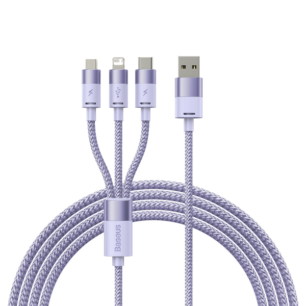Cablu Incarcare USB-A - Lightning / microUSB / USB-C Baseus StarSpeed 3in1, 20W, 1.2m, Mov CAXS000005