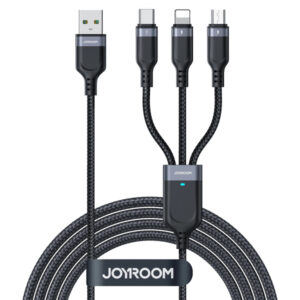Cablu Incarcare USB-A - Lightning / microUSB / USB-C Joyroom S-A18 3in1, 20W, 1.2m, Negru