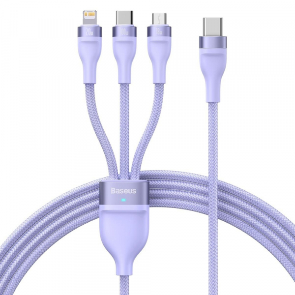 Cablu Incarcare USB-C - Lightning / microUSB / USB-C Baseus Flash Series II 3in1, 100W, 1.5m, Mov CASS030205