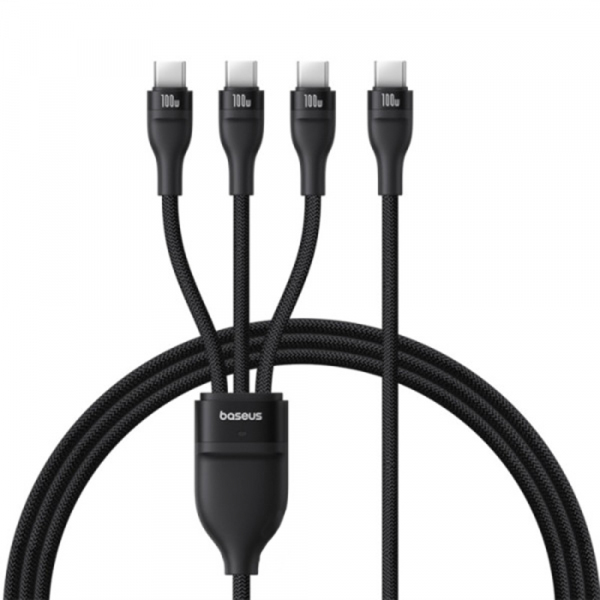 Cablu Incarcare USB-C - 3 x USB-C Baseus Flash Series III 3in1, 100W, 1.5m, Negru P10377503111-00