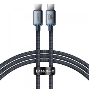 Cablu Date si Incarcare USB-C - USB-C Baseus Crystal Shine Series, 100W, 1.2m, Negru CAJY000601
