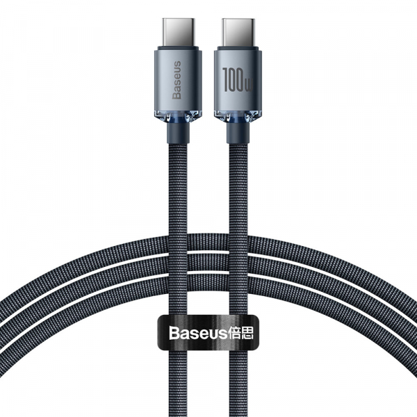 Cablu Date si Incarcare USB-C - USB-C Baseus Crystal Shine Series, 100W, 1.2m, Negru CAJY000601
