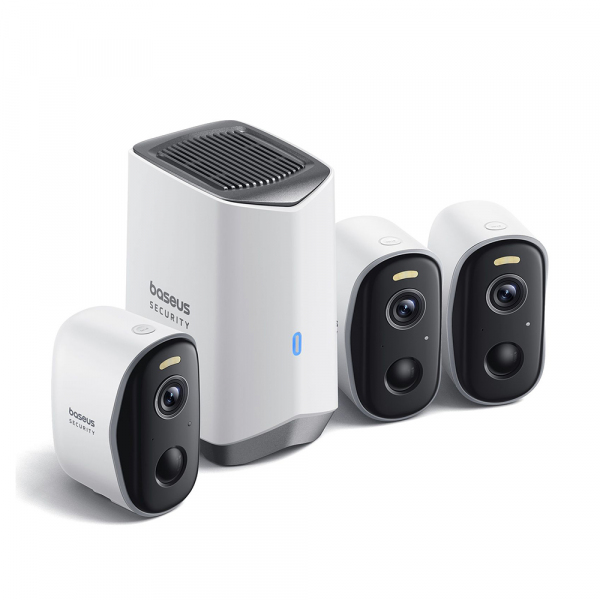Camera de Supraveghere Baseus N1, Wi-Fi, 2K, IP67, Exterior, Set 3 bucati S0TW012131