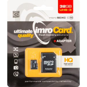 Card Memorie microSDHC Imro, 32Gb, Clasa 10 / UHS-1 U3, Cu Adaptor