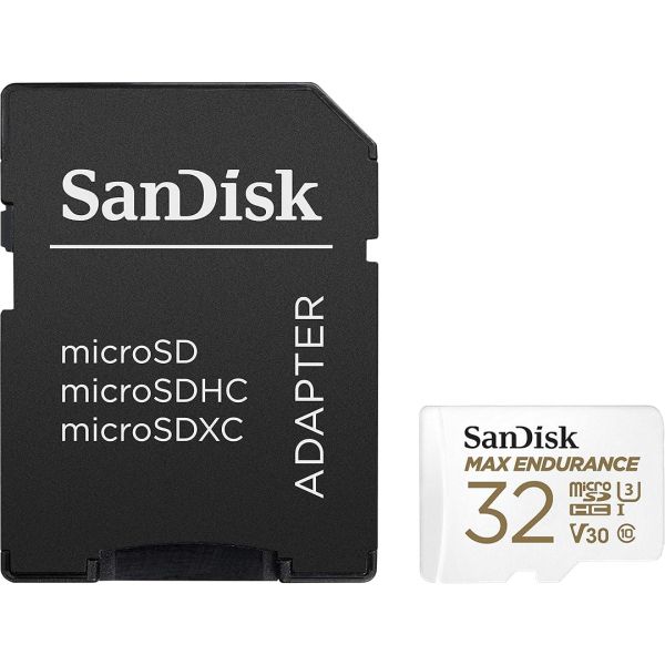 Card Memorie microSDHC SanDisk MAX Endurance, 32Gb, Clasa 10 / UHS-1 U3, Cu Adaptor SDSQQVR-032G-GN6IA