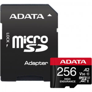 Card Memorie microSDXC Adata High Endurance, 256Gb, Clasa 10 / UHS-1 U3, Cu Adaptor AUSDX256GUI3V30SHA2-RA1