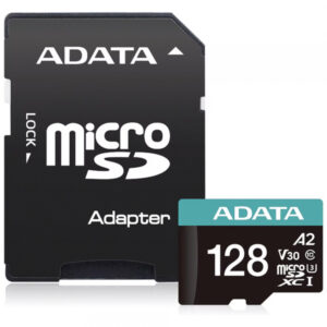 Card Memorie microSDXC Adata Premier Pro, 128GB, Clasa 10 / UHS-1 U3, Cu Adaptor AUSDX128GUI3V30SA2-RA1