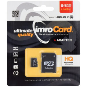 Card Memorie microSDXC Imro, 64Gb, Clasa 10 / UHS-1 U1, Cu Adaptor
