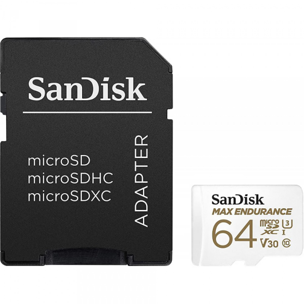 Card Memorie microSDXC SanDisk MAX Endurance, 64Gb, Clasa 10 / UHS-1 U3, Cu Adaptor SDSQQVR-064G-GN6IA
