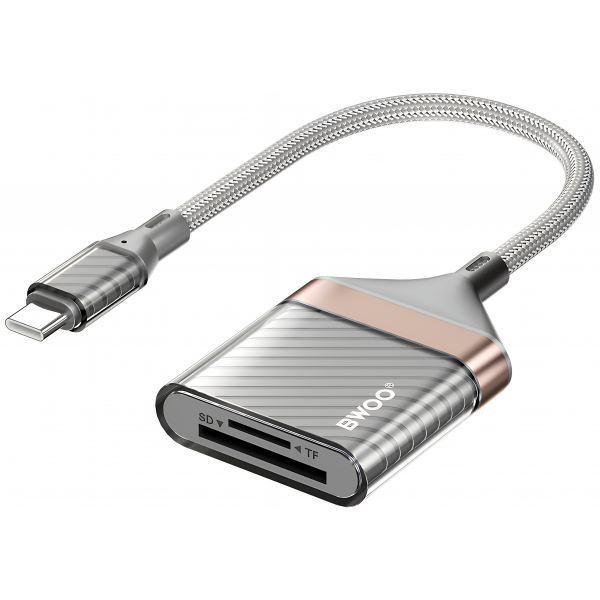 Cititor Card USB-C BWOO BZ64, SD - microSD, Gri