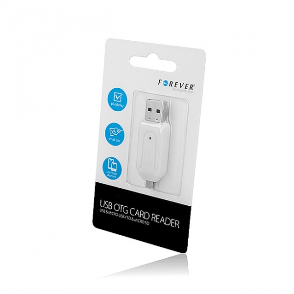 Cititor Card USB / microUSB Forever, SD - microSD, Alb