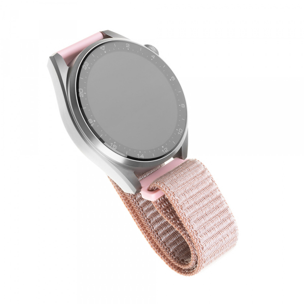 Curea Fixed Nylon pentru Samsung Galaxy Watch / Huawei Watch Series, 20mm, Roz Aurie