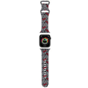 Curea Hello Kitty Silicone Bows & Stripes pentru Apple Watch 42mm / 41mm / 40mm / 38mm Series, Neagra