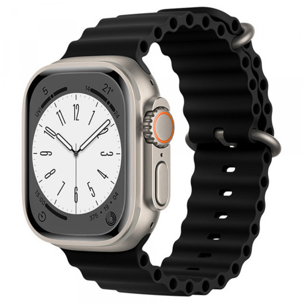 Curea Techsuit W038 pentru Apple Watch 49mm / 46mm / 45mm / 44mm / 42mm Series, Neagra