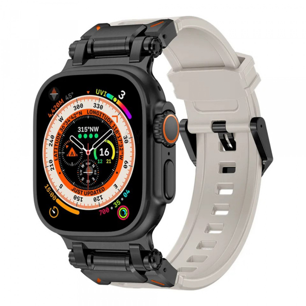 Curea Techsuit W064 pentru Apple Watch 49mm / 46mm / 45mm / 44mm / 42mm Series, Neagra Gri