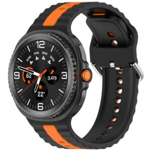 Curea Techsuit W078 pentru Samsung Galaxy Watch9 / Watch8 / Watch8 Classic Series, Neagra Portocalie