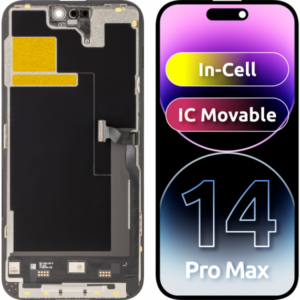 Display cu Touchscreen JK pentru Apple iPhone 14 Pro Max, cu Rama, Versiune LCD In-Cell IC Movable, Negru