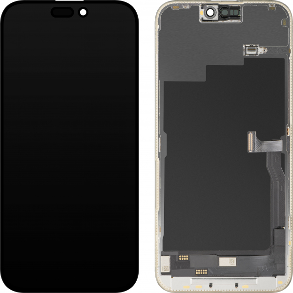 Display cu Touchscreen MP compatibil cu Apple iPhone 15 Pro Max, cu Rama, Versiune OLED FHD Diagnostic, Negru
