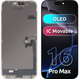 Display cu Touchscreen MP compatibil cu Apple iPhone 16 Pro Max, cu Rama, Versiune OLED FHD IC Movable, Negru