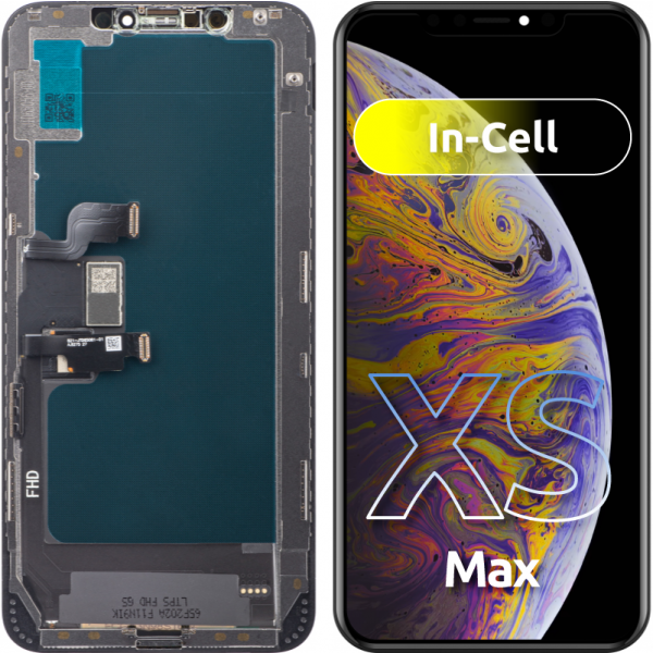 Display cu Touchscreen ZY pentru Apple iPhone XS Max, cu Rama, Versiune LCD In-Cell, Negru