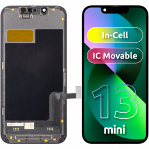 Display cu Touchscreen ZY pentru Apple iPhone 13 mini, cu Rama, Versiune LCD In-Cell IC Movable, Negru