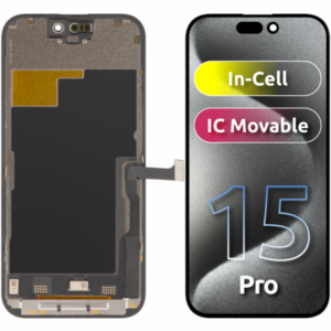 Display cu Touchscreen ZY pentru Apple iPhone 15 Pro, cu Rama, Versiune LCD In-Cell IC Movable, Negru