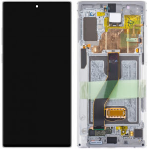 Display cu Touchscreen Samsung Galaxy Note 10+ 5G N976 / Note 10+ N975, cu Rama, Alb, Service Pack GH82-20838B