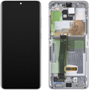 Display cu Touchscreen Samsung Galaxy S20 Ultra 5G G988 / S20 Ultra G988, cu Rama, Alb, Service Pack GH82-26032C