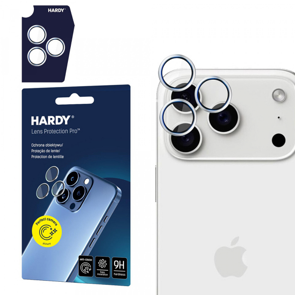 Folie de protectie Camera Spate 3MK Hardy Protection Pro pentru Apple iPhone 18 Pro Max / 17 Pro Max / 18 Pro / 17 Pro, Sticla Securizata, Argintie
