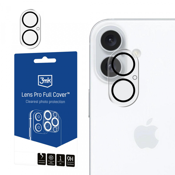 Folie de protectie Camera Spate 3MK Pro Full Cover pentru Apple iPhone 17, Sticla Securizata, Neagra