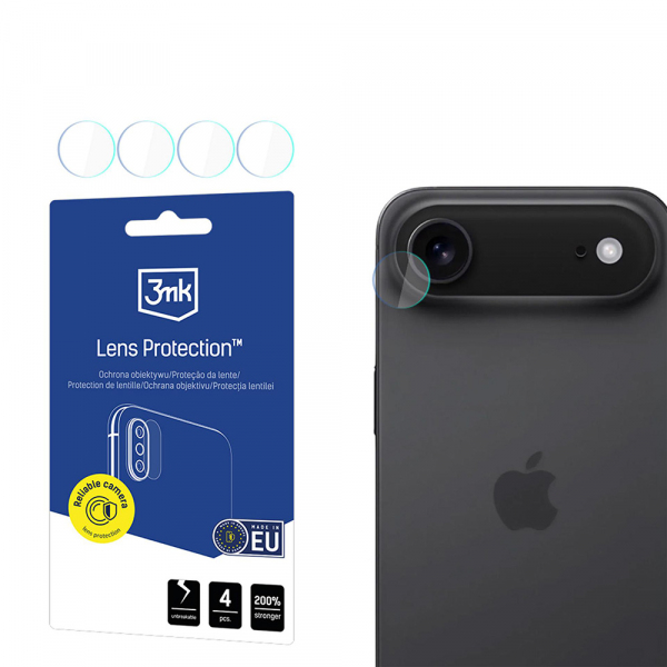 Folie de protectie Camera Spate 3MK Protection pentru Apple iPhone 17 Air, Sticla Flexibila, Set 4 bucati, Transparenta