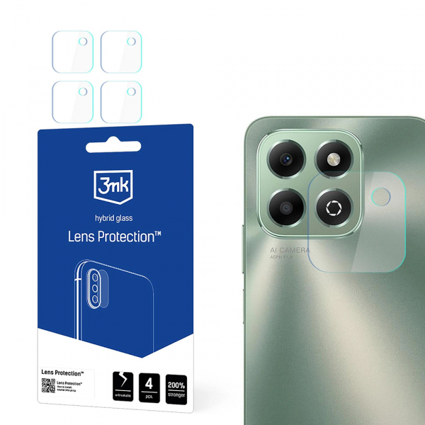 Folie de protectie Camera Spate 3MK Protection pentru Honor X6b, Sticla Flexibila, Set 4 bucati, Transparenta