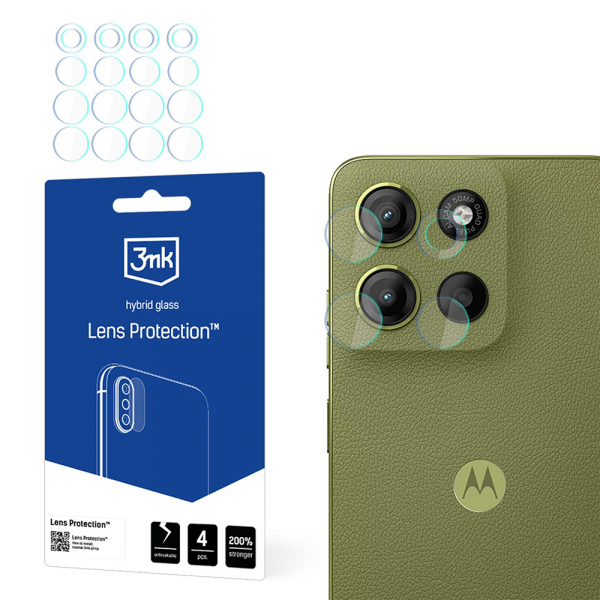 Folie de protectie Camera Spate 3MK Protection pentru Motorola Moto G15 / G15 Power, Sticla Flexibila, Set 4 bucati, Transparenta