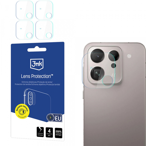 Folie de protectie Camera Spate 3MK Protection pentru Oppo Find X9, Sticla Securizata, Set 4 bucati, Transparenta