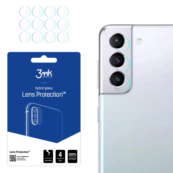 Folie de protectie Camera Spate 3MK Protection pentru Samsung Galaxy S22 5G S901, Sticla Flexibila, Set 4 bucati, Transparenta