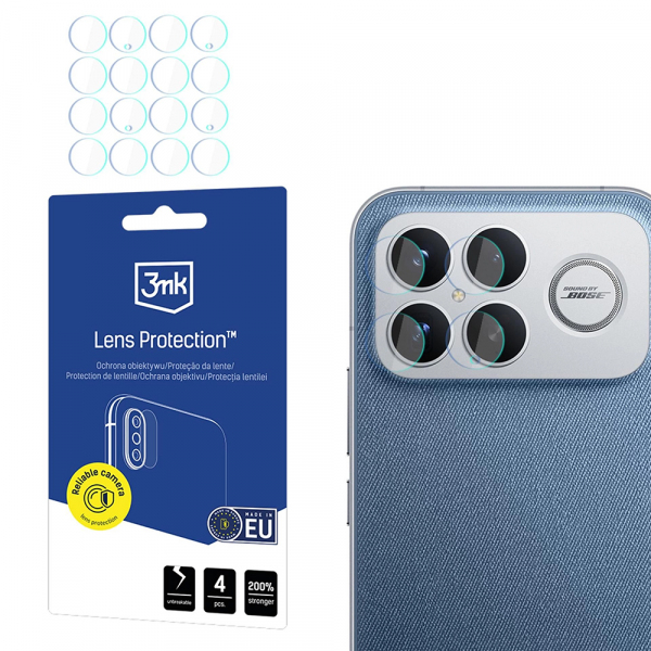 Folie de protectie Camera Spate 3MK Protection pentru Xiaomi Poco F8 Ultra, Sticla Securizata, Set 4 bucati, Transparenta