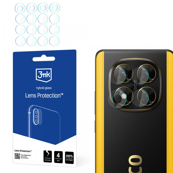 Folie de protectie Camera Spate 3MK Protection pentru Xiaomi Poco X7, Sticla Flexibila, Set 4 bucati, Transparenta