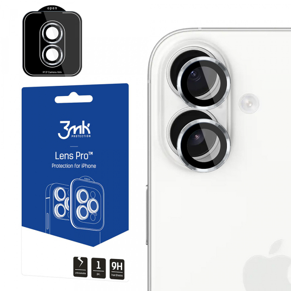 Folie de protectie Camera Spate 3MK Protection Pro pentru Apple iPhone 17, Sticla Securizata, Argintie