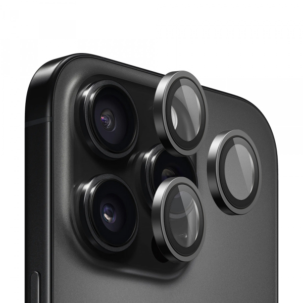 Folie de protectie Camera Spate Blueo 99 Anti-Refective HD pentru Apple iPhone 16 Pro Max / 16 Pro, Sticla Securizata, Neagra