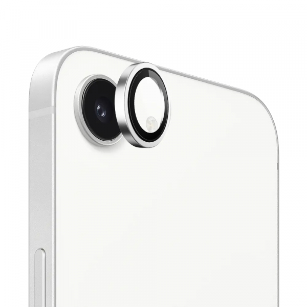 Folie de protectie Camera Spate Blueo Metal Frame pentru Apple iPhone 17e / 16e, Sticla Securizata, Argintie