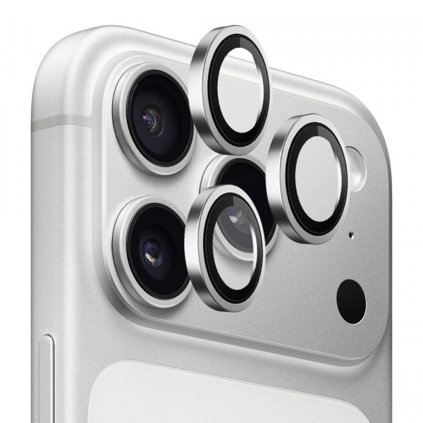 Folie de protectie Camera Spate Blueo Metal Frame pentru Apple iPhone 18 Pro Max / 17 Pro Max / 18 Pro / 17 Pro, Sticla Securizata, Argintie
