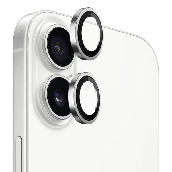 Folie de protectie Camera Spate Blueo Metal Frame pentru Apple iPhone 17, Sticla Securizata, Argintie