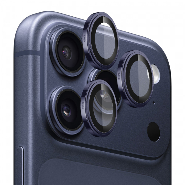 Folie de protectie Camera Spate Blueo Sapphire Crystal pentru Apple iPhone 18 Pro Max / 17 Pro Max / 18 Pro / 17 Pro, Sticla Securizata, Albastra Inchis