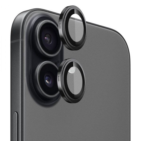 Folie de protectie Camera Spate Blueo Sapphire Crystal pentru Apple iPhone 17, Sticla Securizata, Neagra