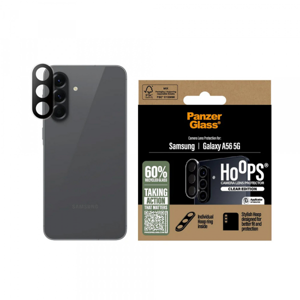 Folie de protectie Camera Spate PanzerGlass Hoops pentru Samsung Galaxy A56 A566, Sticla Securizata, Transparenta